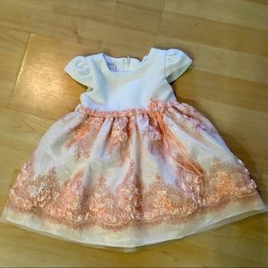 Formal Baby Dress (12 months): Peach & White